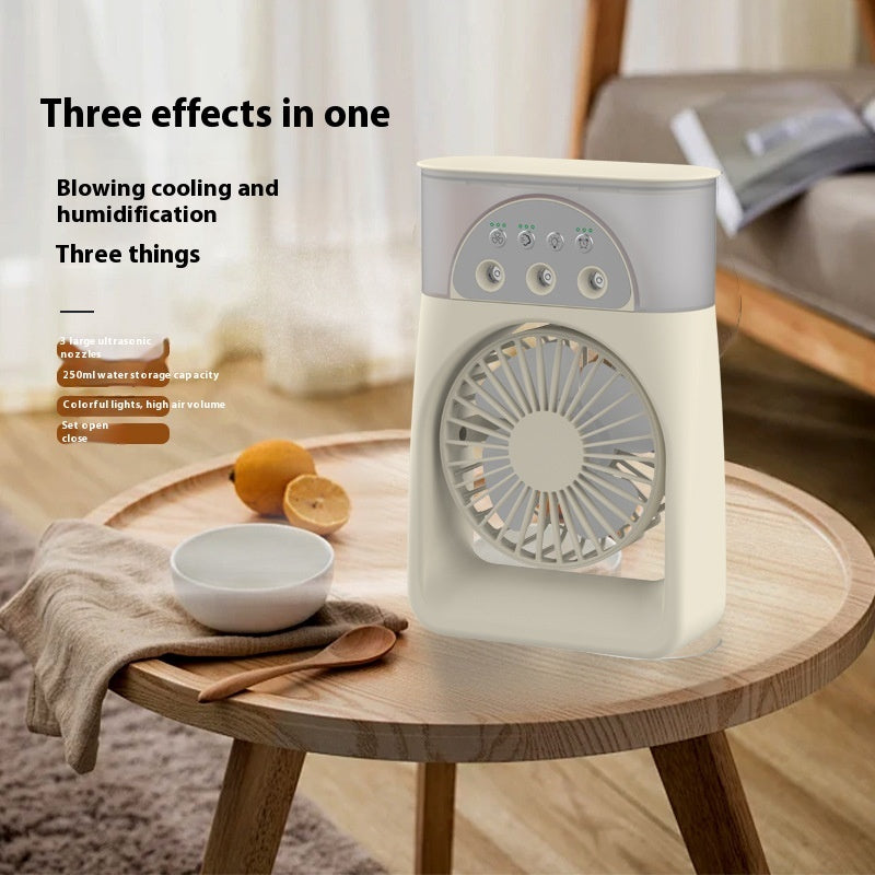 Compact USB Mist Fan – Silent Cooling & Humidifier for Small Spaces