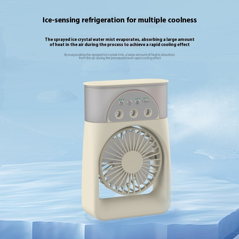 Compact USB Mist Fan – Silent Cooling & Humidifier for Small Spaces