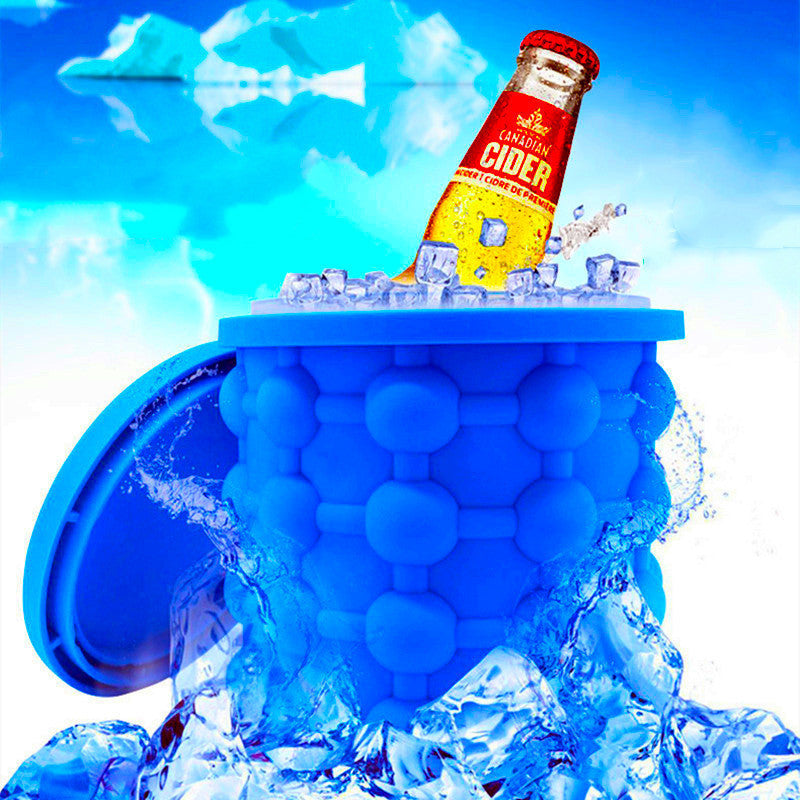 Blue 3D Round Ice Bucket – American Style TPR Plastic Whiskey & Champagne Cooler