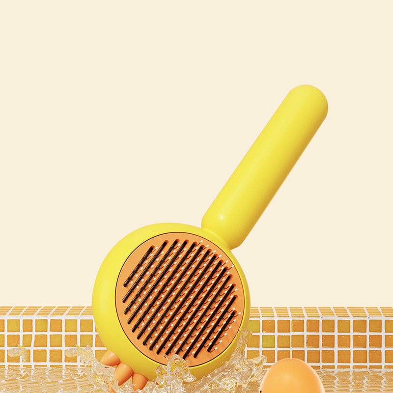 Cute One-Click Pet Grooming Brush – Detangles & Massages