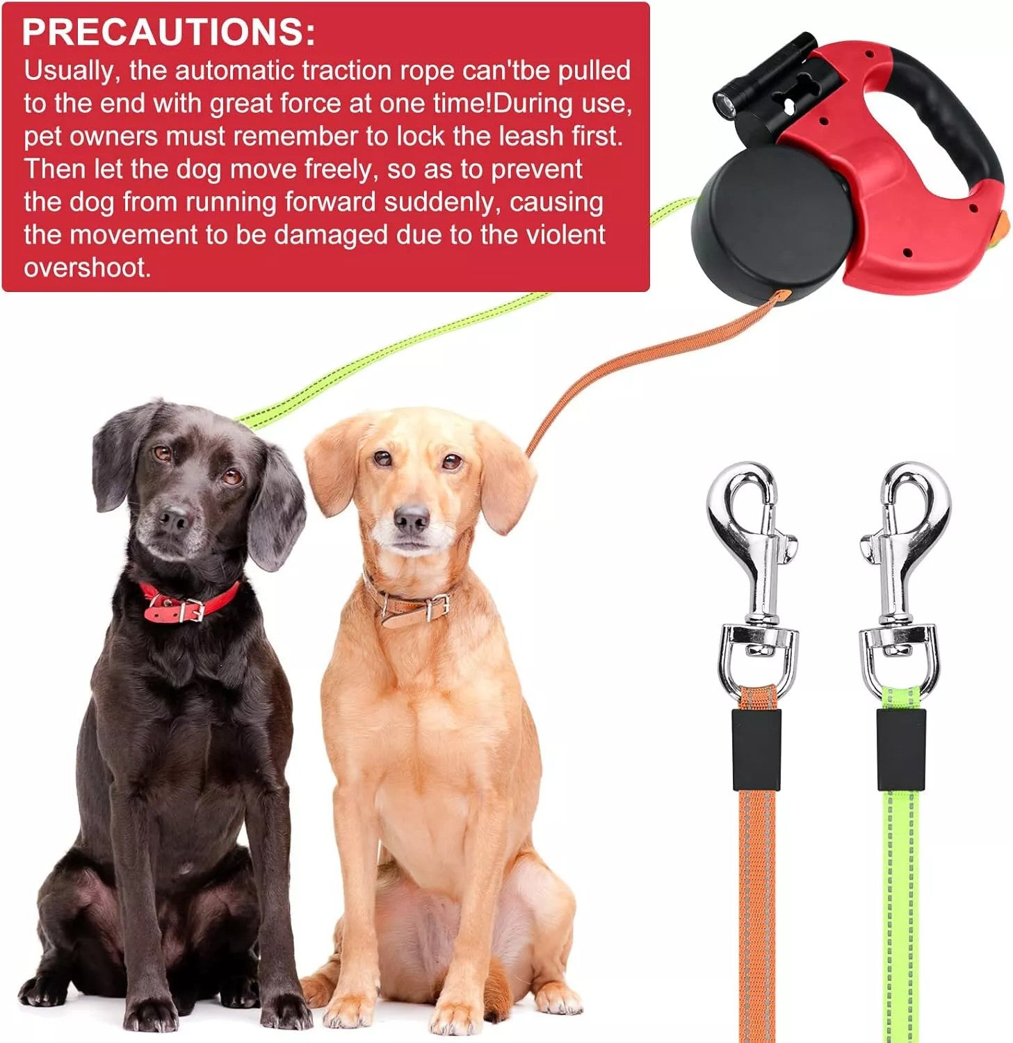 Retractable Dual Dog Leash – Tangle-Free Control for 2 Dogs