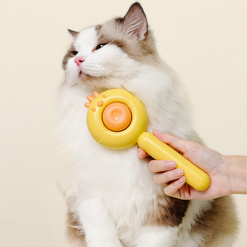 Cute One-Click Pet Grooming Brush – Detangles & Massages