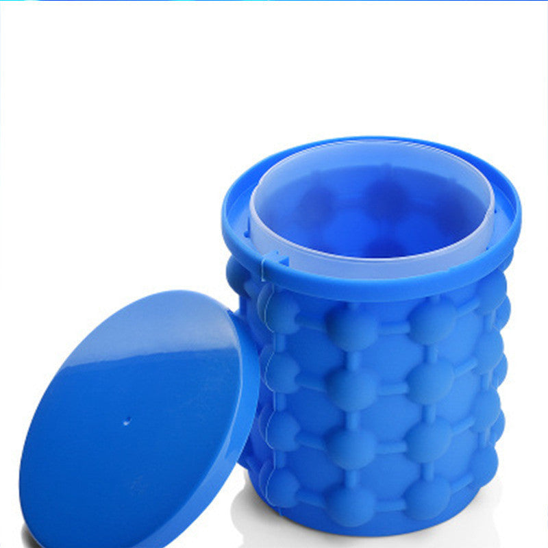 Blue 3D Round Ice Bucket – American Style TPR Plastic Whiskey & Champagne Cooler