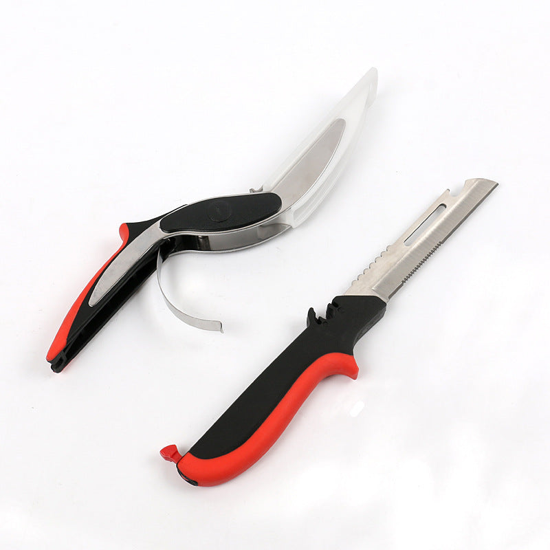 Multi-Function Kitchen Scissors with Built-in Cutting Board – Detachable & Serrated Stainless Steel Blades