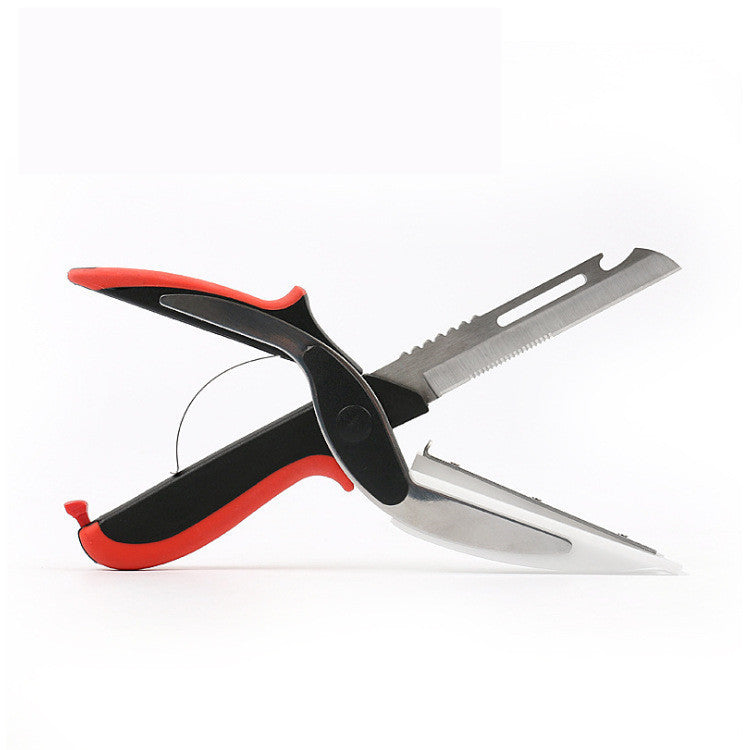 Multi-Function Kitchen Scissors with Built-in Cutting Board – Detachable & Serrated Stainless Steel Blades
