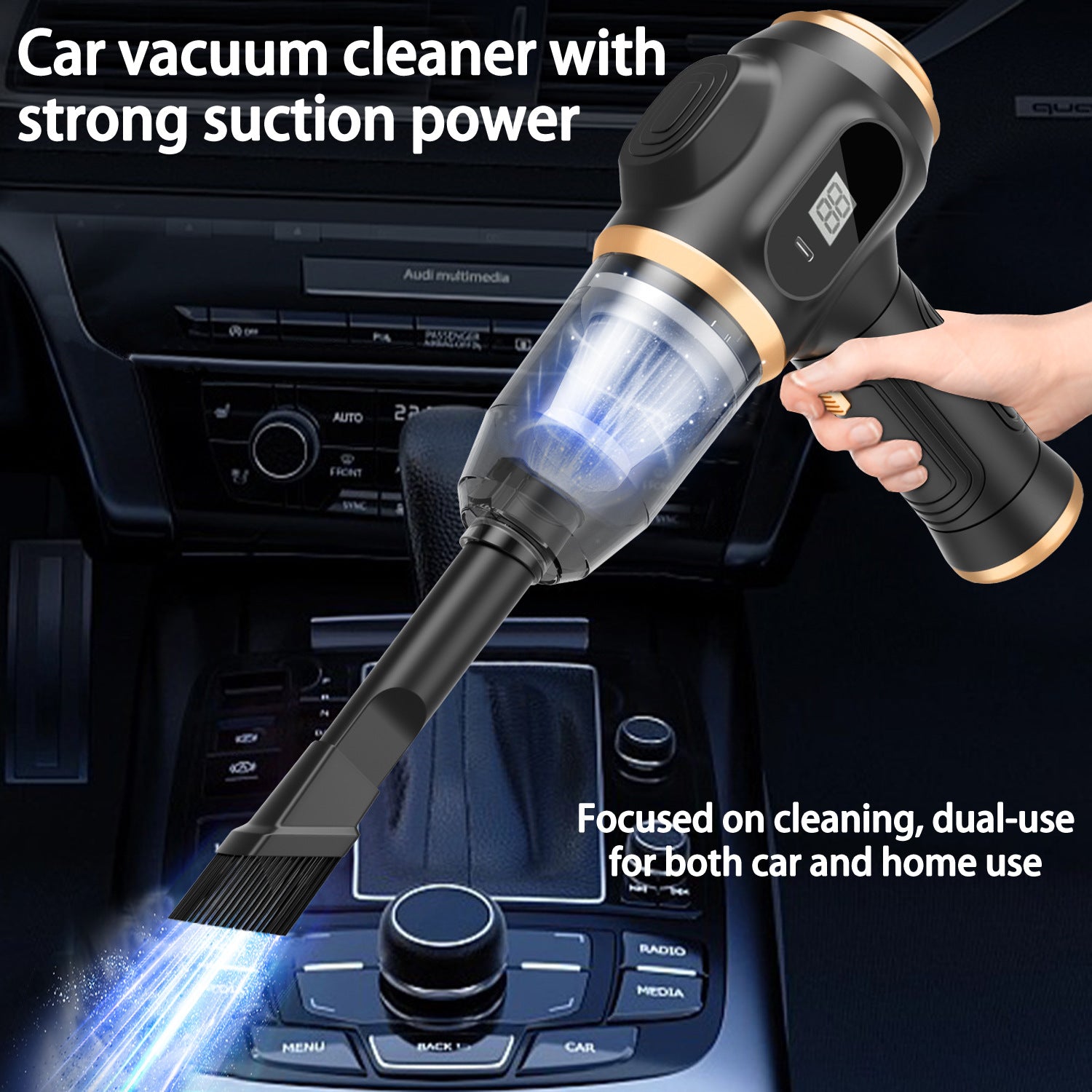 Mini USB Rechargeable Vacuum Cleaner – Digital Display, Quiet & Multi-Functional