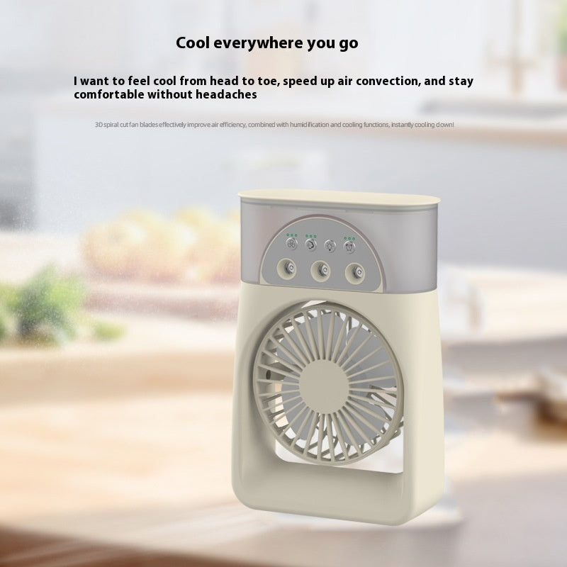 Compact USB Mist Fan – Silent Cooling & Humidifier for Small Spaces