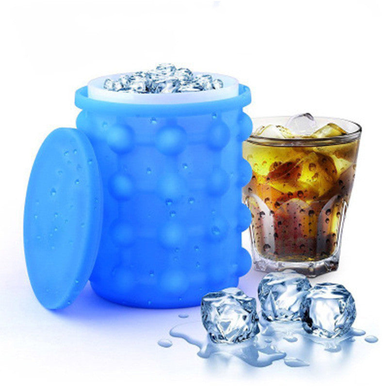 Blue 3D Round Ice Bucket – American Style TPR Plastic Whiskey & Champagne Cooler