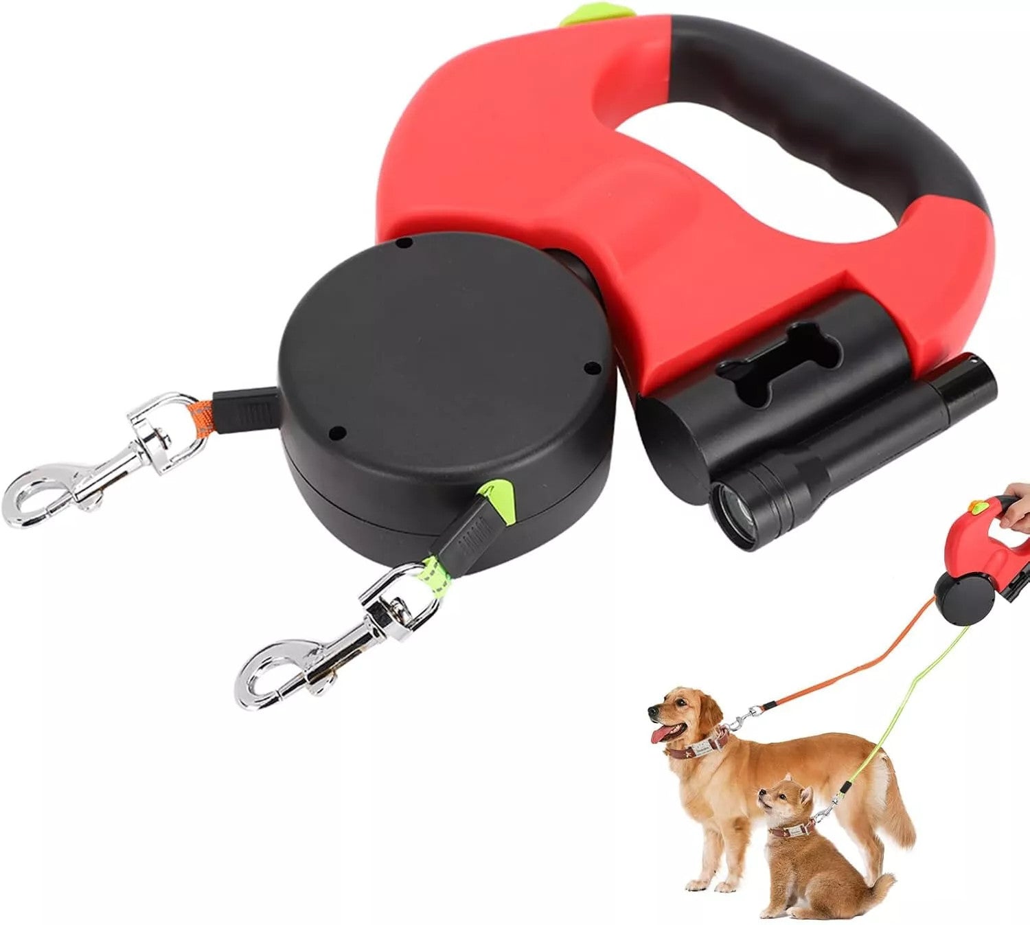 Retractable Dual Dog Leash – Tangle-Free Control for 2 Dogs