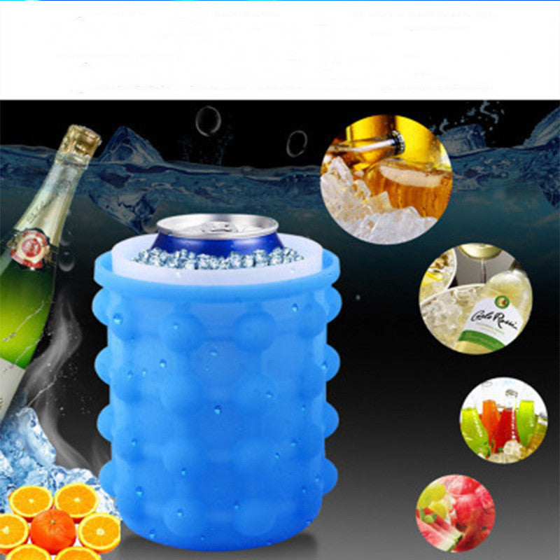 Blue 3D Round Ice Bucket – American Style TPR Plastic Whiskey & Champagne Cooler