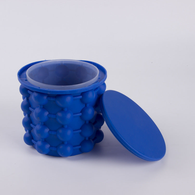 Blue 3D Round Ice Bucket – American Style TPR Plastic Whiskey & Champagne Cooler